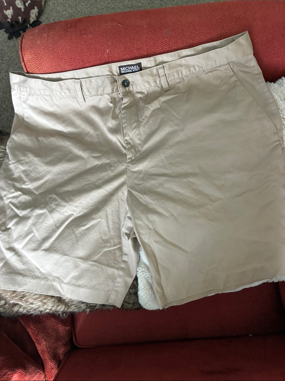 Michael Kors Men’s Tan Flat-Front Casual Shorts